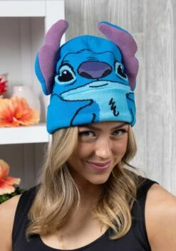 Stitch Big Face Roll Down Beanie Hat