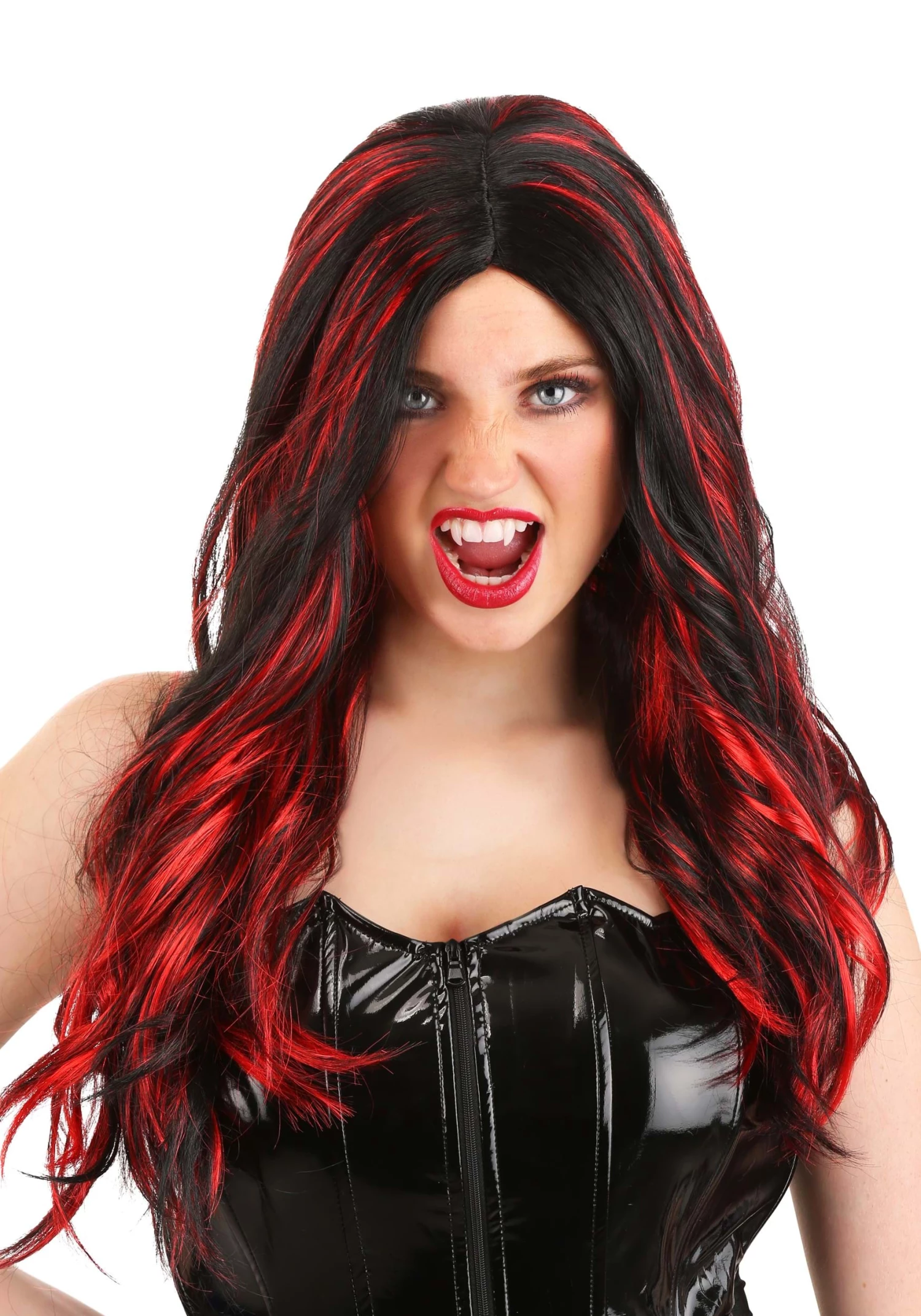 UK Halloween Sales Shop -Disguise Shop womens black and red vampire wig